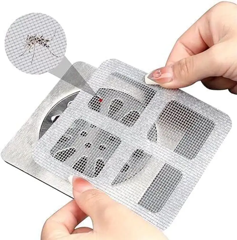 20 Pcs Disposable Shower Drain Hair Catcher - Waterproof Mesh Stickers for Bathroom, Kitchen