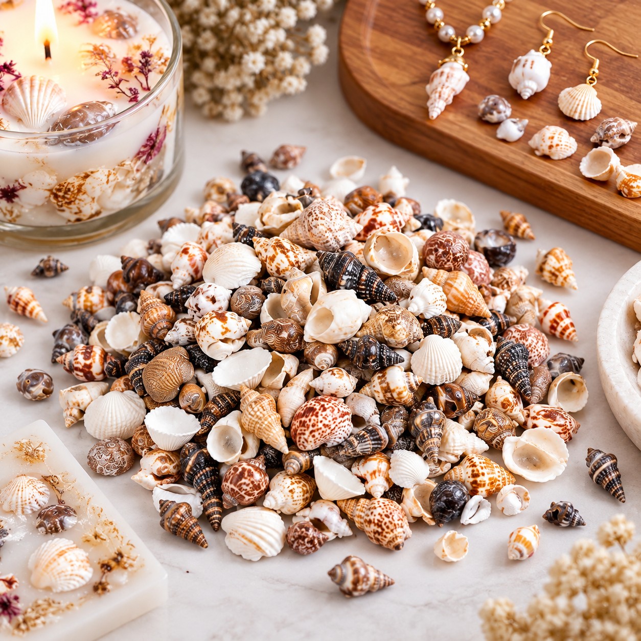 Small Craft Shell Mix - Decorative Shells for Aquarium, Vase Filler & DIY Craft